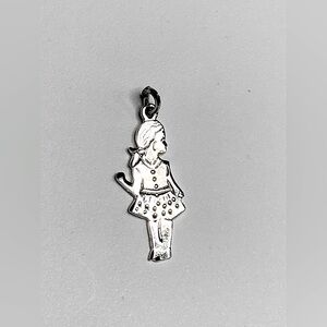 Vtg Sterling Silver Waving Girl in Polka Dot Skirt Charm |  1.1” L